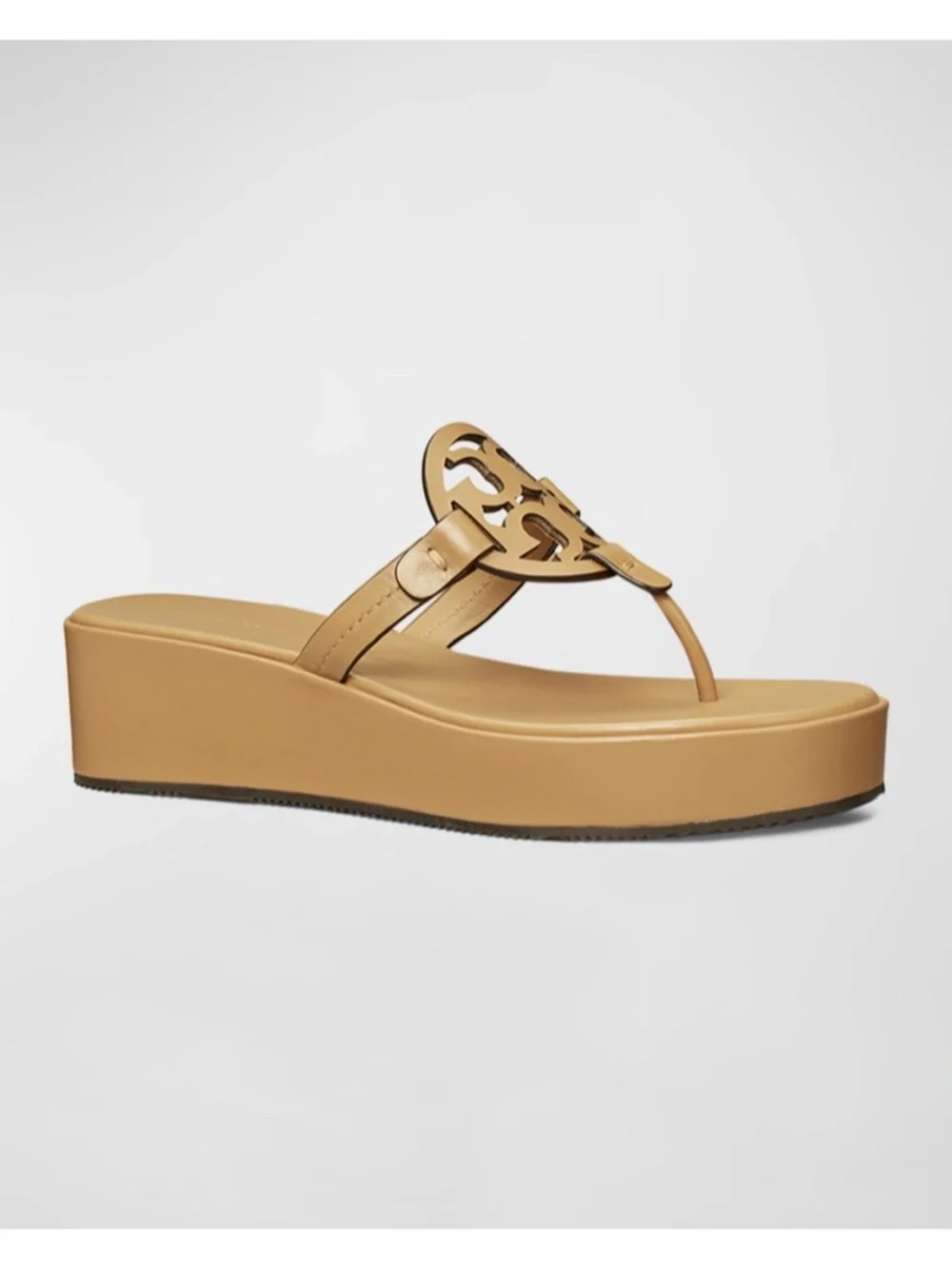 TORY BURCH Miller Wedge Ginger Leather Sandals